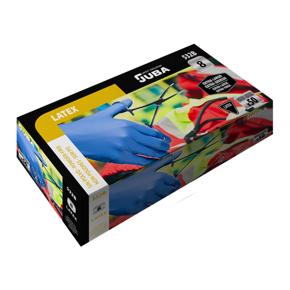 Latexhandschuhe ohne Pulver blau extra dick und extra lang JUBA 532B - Box mit 50 Stück
