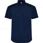 Short-sleeved shirt with classic starched 1-button collar, male model AIFOS ROLY