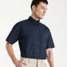 Camisa de manga curta e colar de amido clássico de 1 botão modelo masculino AIFOS ROLY