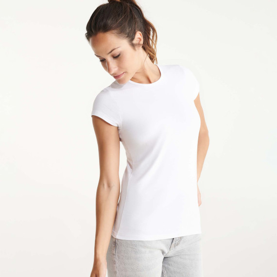 Damen T-Shirt mit kurzen Ärmeln und feinem, geripptem Kragen BALI ROLY