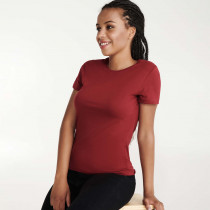 Weibliches kurzärmliges T-Shirt mit einem gerippten Rundhalsausschnitt 1x1 Jamaika Roly. REF: ca6627