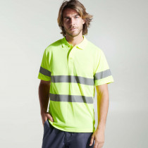 High visibility short-sleeved technical pole with two polaris Roly reflective bands. Ref: HV9302