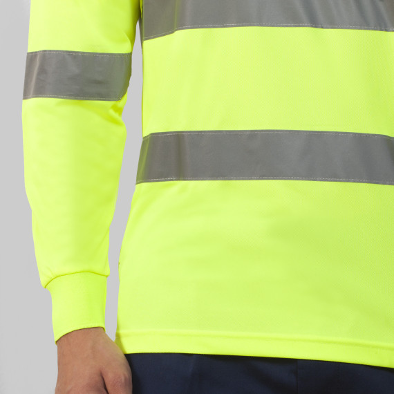 Polo técnico manga larga de alta visibilidad con tapeta a 3 botones POLARIS L/S ROLY
