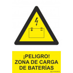 Danger do sinal! Área de carregamento da bateria com tintas UV