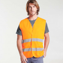 Gilet fluorescent pour l'industrie haute visibilité avec des bandes réfléchissantes de Roly syriennes. Ref: CC5063