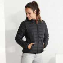 Jaqueta de mulher acolchoada com pena de toque completo, capuz fixo e algemas elásticas Noruega mulher Roly. Ref: RA5091