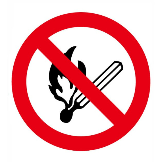 Señal Prohibido Encender Fuego Con Tintas UV Diámetro 90 mm (Pack de 10)
