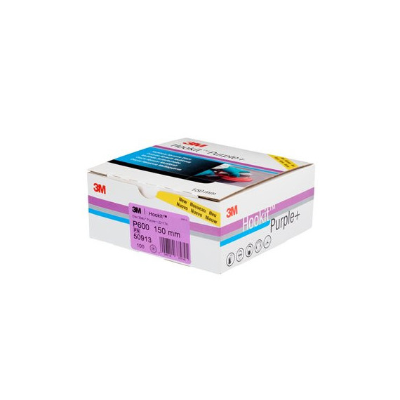 Disco abrasivo púrpura 334U de 150 mm mulitagujeros, P500, 50534 Hookit 3M