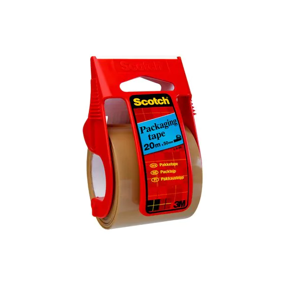 Braune Scotch Verpackungsband, 1 Rolle von 50 mm x 20 m in manuellem Dispenser 3M
