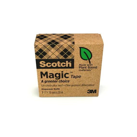 Ruban adhésif invisible Scotch Magic, l'option la plus respectueuse de l'environnement (1 rouleau) 3M