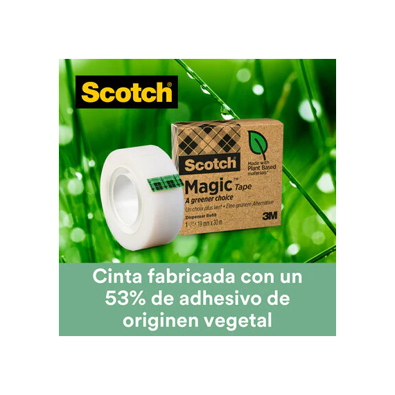 Ruban adhésif invisible Scotch Magic, l'option la plus respectueuse de l'environnement (1 rouleau) 3M