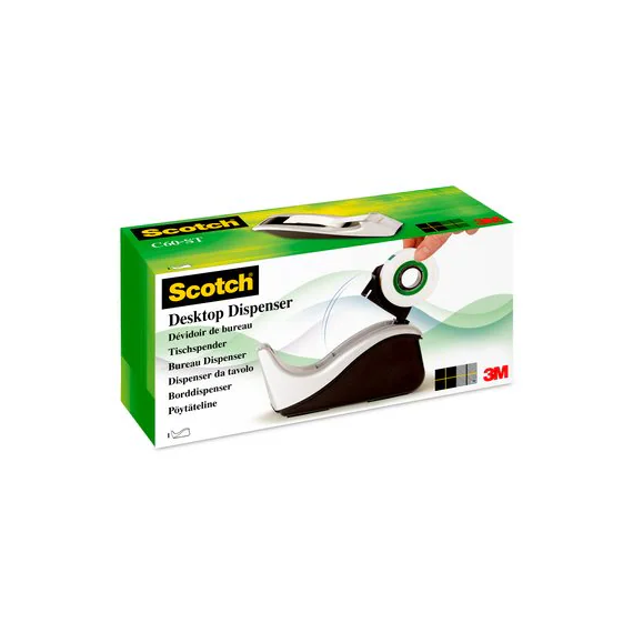Dispensador prateado Scotch + fita de 1 rolo de 19 mm × 33 m Scotch Magic 3M