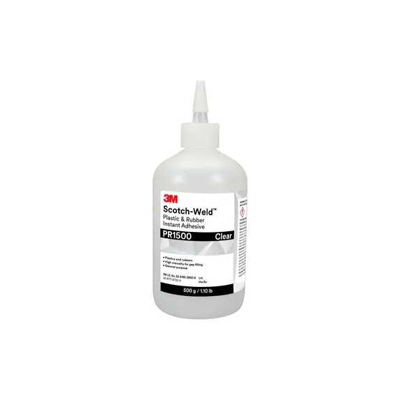 Adesivo istantaneo plastico e gomma 3M Scotch-Weld PR1500, Trasparente, 500 g