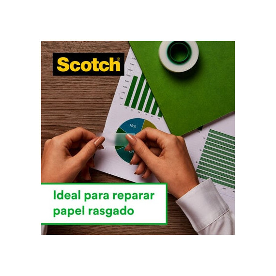 Dispensador de fita preto Scotch + Fita invisível Scotch Magic (1 rolo) 3M