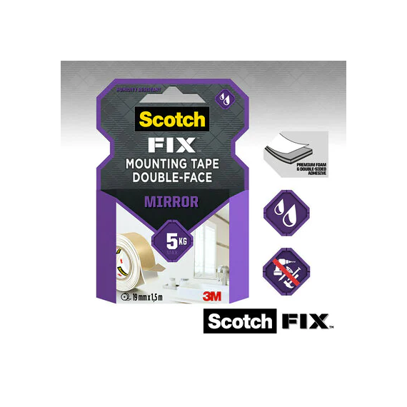 Cinta doble cara de montaje de espejos Scotch-Fix 4496W-1915-P 1 rollo/pack 3M