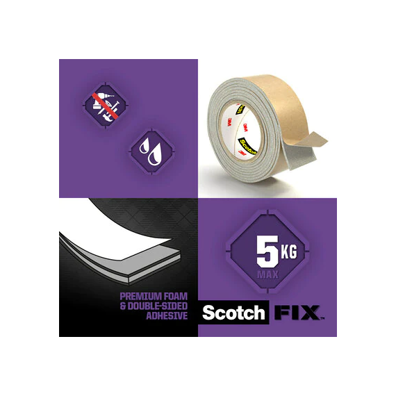 Cinta dupla face para montagem de espelhos Scotch-Fix 4496W-1915-P 1 rolo/pack 3M