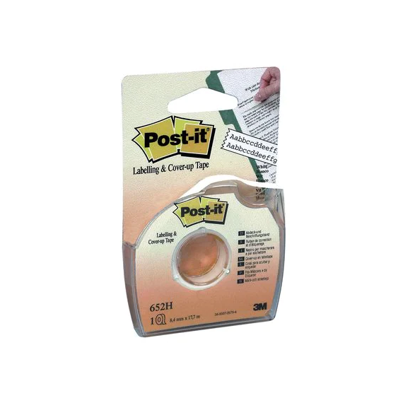 Cinta para ocultar y etiquetar en portarrollos Post-it 652-HD. 2 líneas, 18mx8 3M