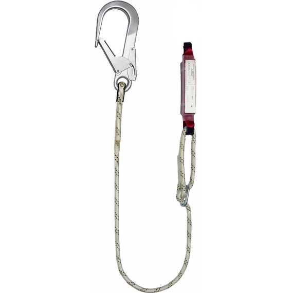 Festmacherelement einstellbares Seil Ø12 mm mit Energieabsorber und 64mm Haken - EN 354, EN 355 & EN 362 (Ref. ABM + LB100 + AZ0