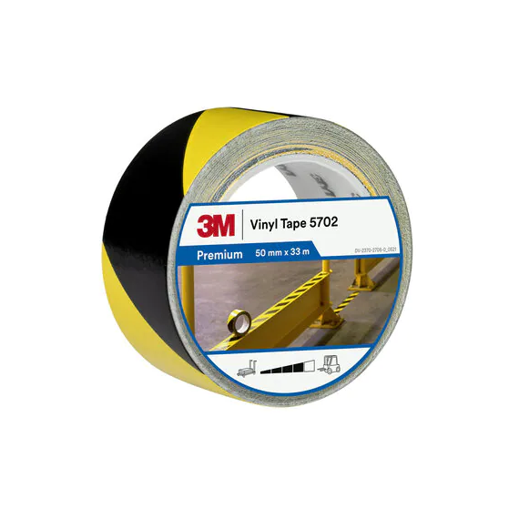 Cinta de alta visibilidade Premium de vinilo com faixas de segurança de 33 m x 0,14 mm 5702 3M