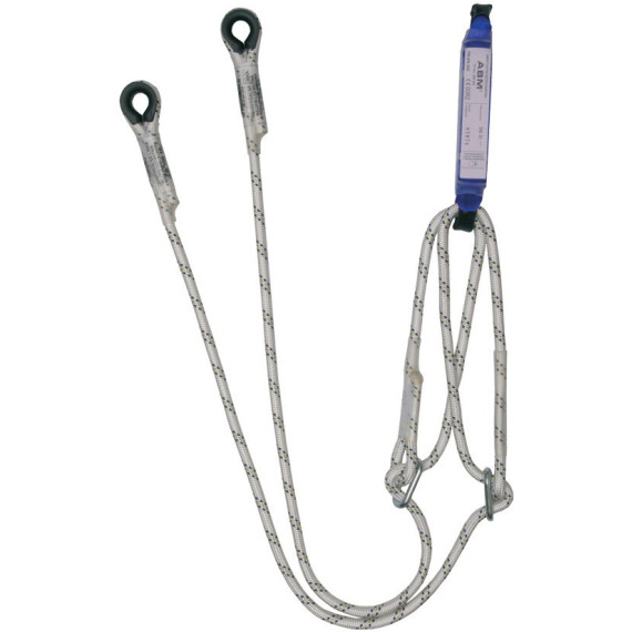 Festmacherelement Doppelverstellbares Seil Ø12 mm mit Energieabsorber - EN 354 & EN 355 (Refm + 2LB100)
