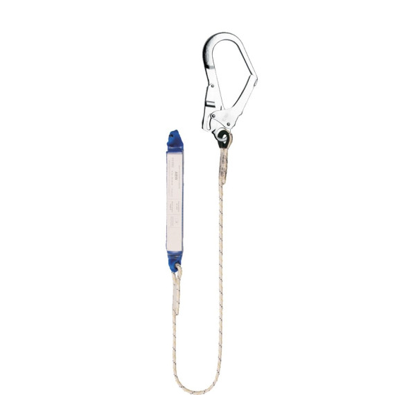 Mooring element Ø10.5 mm rope with energy absorber and 64mm hook - EN 354, EN 355 & EN 362 (Ref. ABM + LB101 + AZ022)