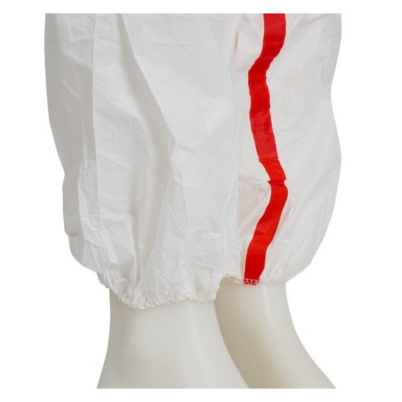 Macacão de proteção 4565 contra partículas, salpicos de produtos químicos líquidos e aerossóis (CE tipo 4/5/6) Branco+Vermelho 3