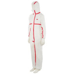 Macacão de proteção 4565 contra partículas, salpicos de produtos químicos líquidos e aerossóis (CE tipo 4/5/6) Branco+Vermelho 3