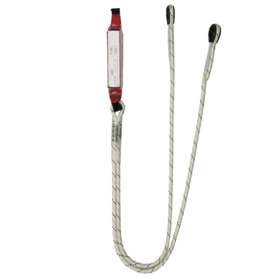 Elemento di ormeggio Doppia corda Ø10,5 mm con assorbitore di energia e gancio da 56 mm - EN 354 & EN 355 (ref. ABM + LB102)