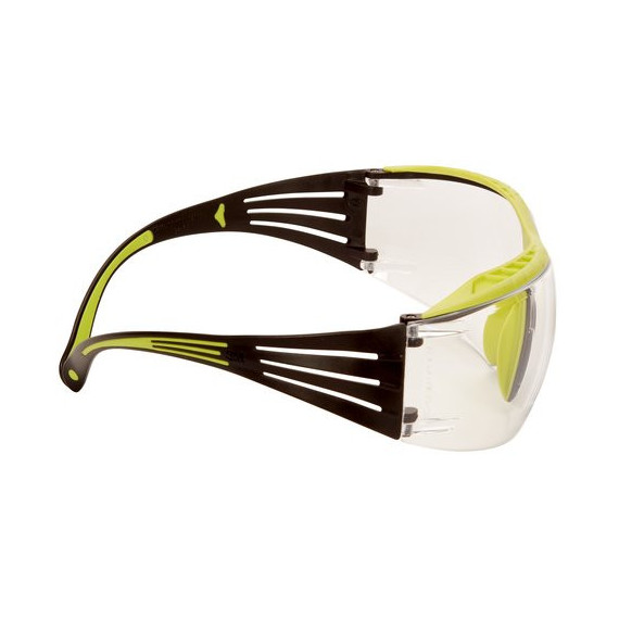 Safety glasses green/black frame with superior anti-scratch treatment (K), colorless lens SecureFit 400X 3M