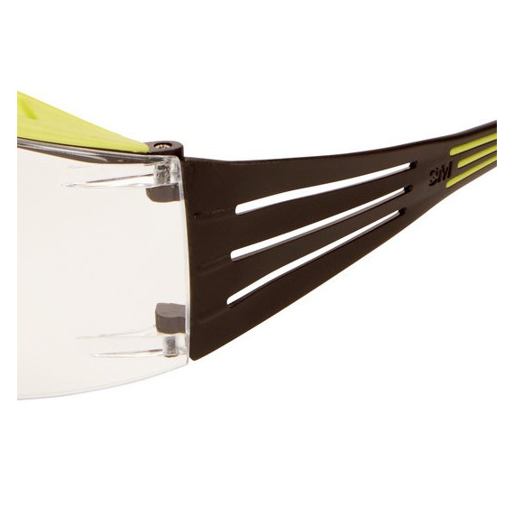 Safety glasses green/black frame with superior anti-scratch treatment (K), colorless lens SecureFit 400X 3M
