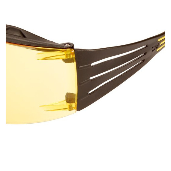 Gelbe/schwarze Rahmenbrille, beschlagfrei und kratzfest Scotchgard™ (K und N) bernsteinfarbene Linse (20/Box) 400X SecureFit 3M