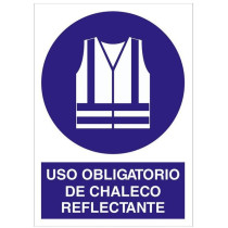 Sinal de obrigação e texto - uso de colete reflexivo
