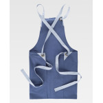 Apron with bib in combined canvas with crossed ribbons M752 3M
