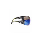 Gafas de seguridad de montura negro/verde antirrayaduras, lente de espejo azul 3M. REF: SF408AS
