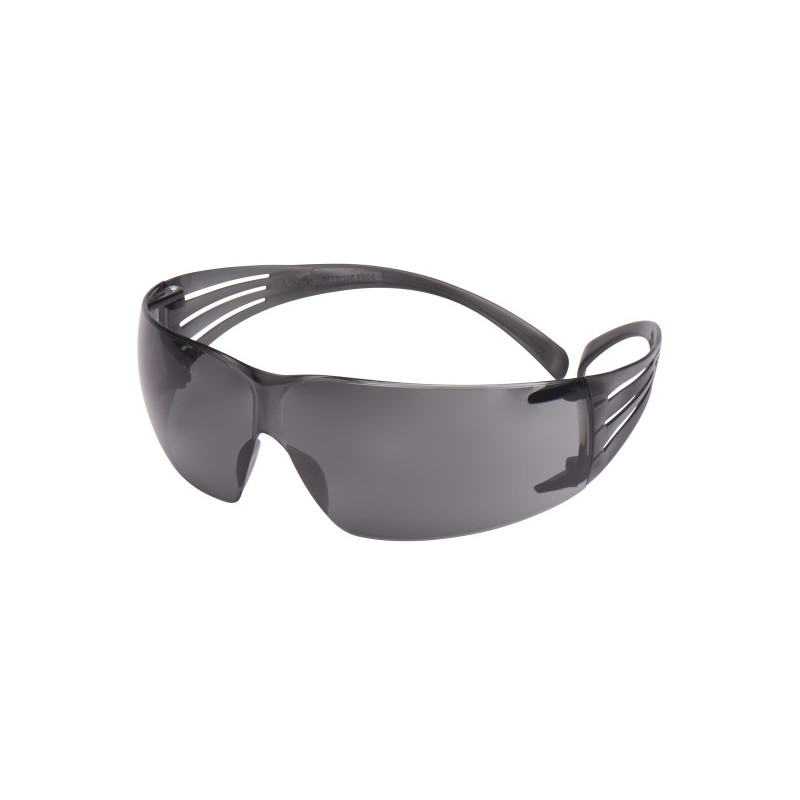 Gafas de seguridad antirrayaduras de lente gris 3M. Fuente: (Instagram)
