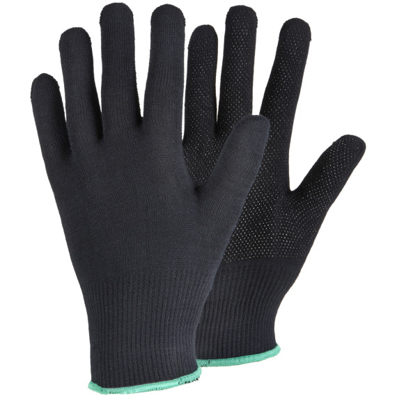 Gant en coton noir avec des points en vinyle TEGERA 925 (12 paires)