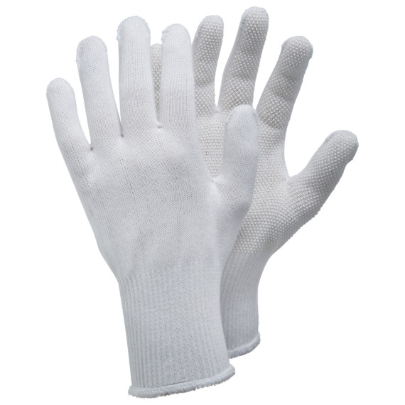 Textilhandschuhe mit weißen Vinylpunkten TEGERA 921 (12 Paare)