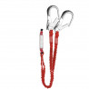 Double elastic strap lashing with energy absorber and 64mm hook