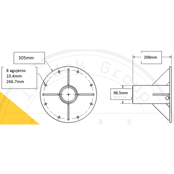 Screwable base to the ground with a diameter of 300mm FLOOR MOUNT BASE IRUDEK