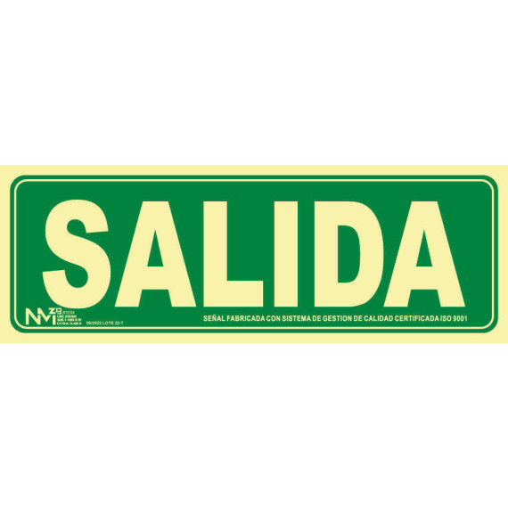 Señal de evacuación Salida luminiscente SEKURECO