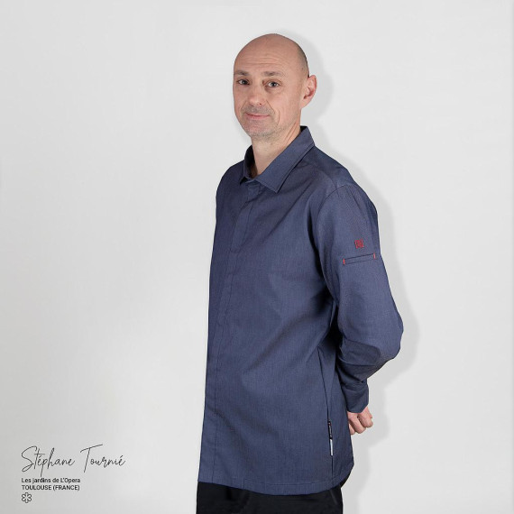 Unisex kitchen jacket with collar, navy color FOBETOR UNIFORMES GARY'S 930026