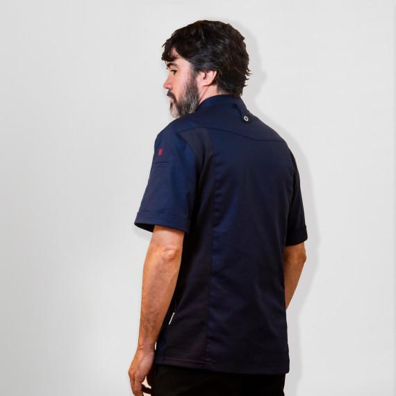 Jaqueta de cozinha unissexo de manga curta com fecho lateral com zíper SOKAR UNIFORMES GARY'S 930024