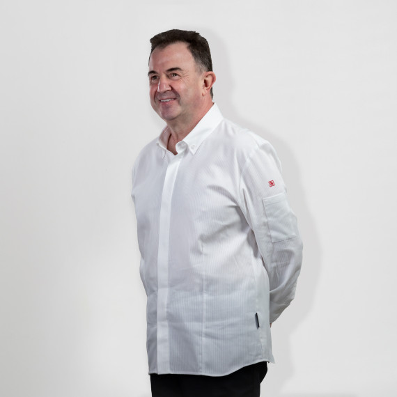 Jaqueta de cozinha unissexo JONSU com colarinho de camisa e botões ocultos UNIFORMES GARY'S 930012