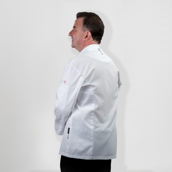 Veste de chef blanche à col cheminée unisexe HORUS UNIFORMES GARY'S 930023