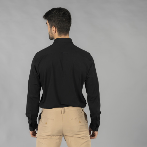 Men's shirt with a collared neck and long sleeves, interlock polyester fabric LUZON UNIFORMES GARY'S 260001.