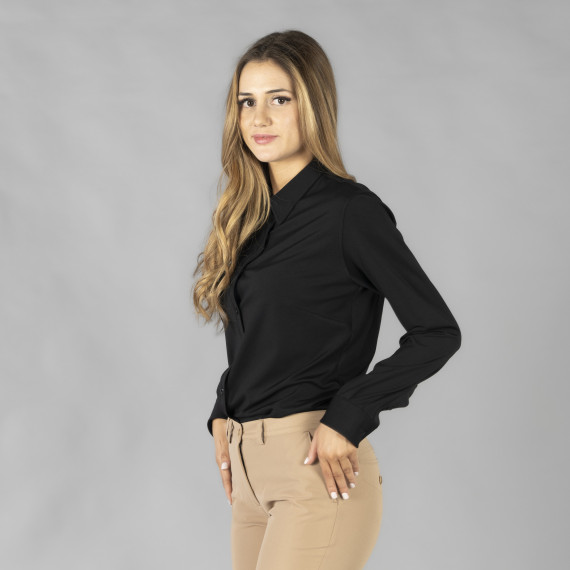 Arbeitsbluse für Frauen mit Hemdkragen und langen Ärmeln, INTERLOCK POLYESTER SARDINIEN UNIFORMEN GARY'S 210012