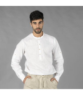 Camisa do homem de linho / pescoço de algodão Mao Tiwi 210007