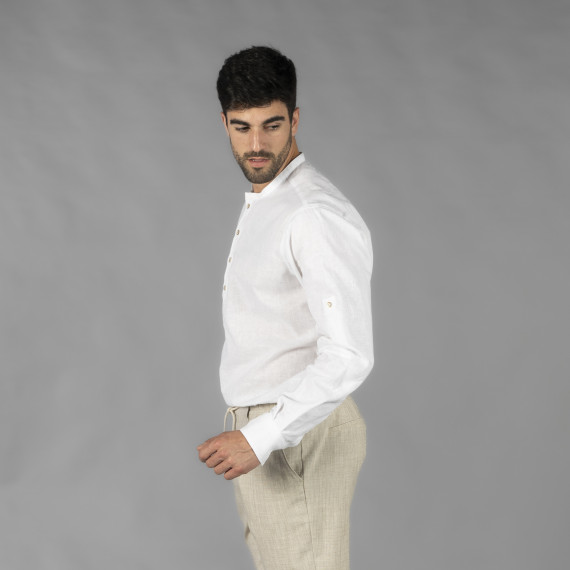 Chemise pour homme à design poli, à manches longues et retroussables, col Mao TIWI UNIFORMES GARY'S 210007
