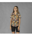 Hawaiian style printed shirt for women, short sleeves, flat viscose fabric HAWAIIAN UNIFORMS GARY'S 210008
