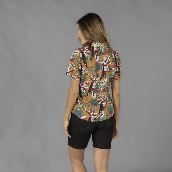 Hawaiian style printed shirt for women, short sleeves, flat viscose fabric HAWAIIAN UNIFORMS GARY'S 210008